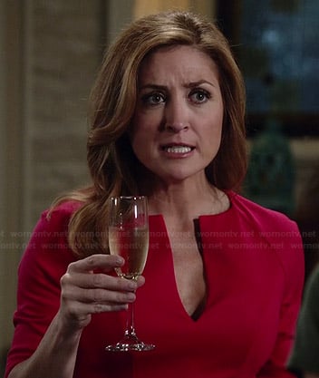 Maura's red split neck dress on Rizzoli and Isles