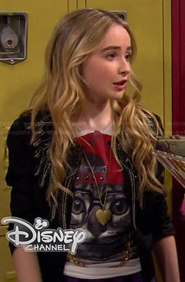 Maya's cat with glasses and hat tee on Girl Meets World