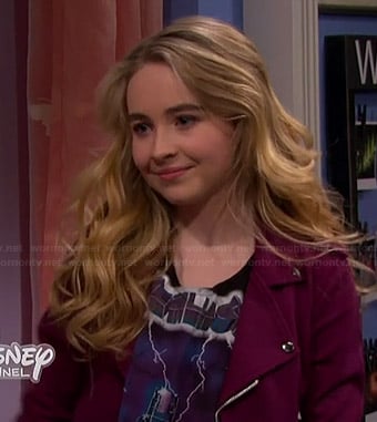 Maya’s Metallica crop top and burgundy moto jacket on Girl Meets World