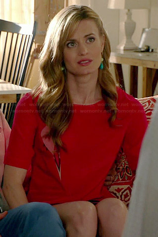 Paige's red bird tee on Royal Pains