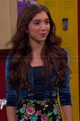 Riley's blue velvet top and floral pants on Girl Meets World