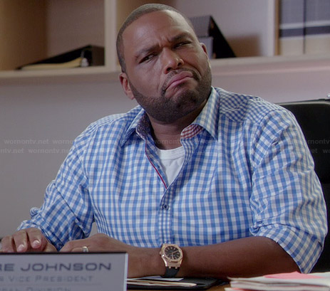Andre's blue checked shirt on Black-ish