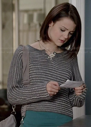 Carter's grey knit henley sweater on Finding Carter