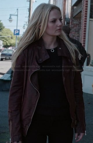 Emma’s maroon leather jacket on Once Upon a Time
