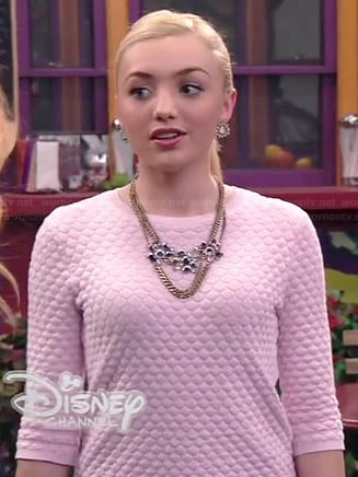 Emma's pink honeycomb quilted sweater on Jessie