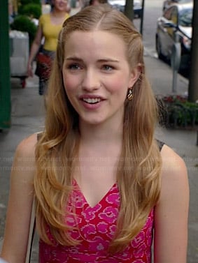 Emma's red and pink floral dress on Royal Pains