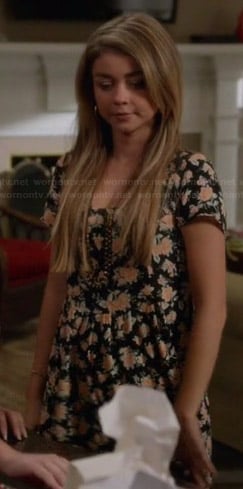 Haley's black floral dress on Modern Family