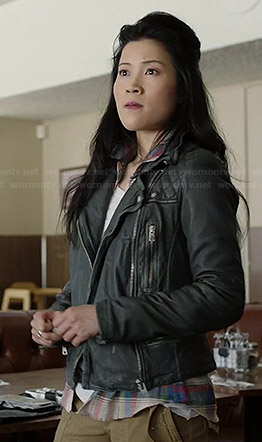 Happy’s quilted leather jacket on Scorpion