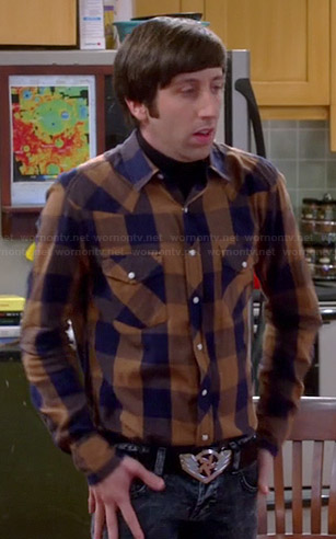 Howard's brown and blue buffalo checked shirt on The Big Bang Theory