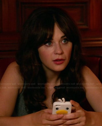 WornOnTV Jess s white duck iPhone cover on New Girl Zooey