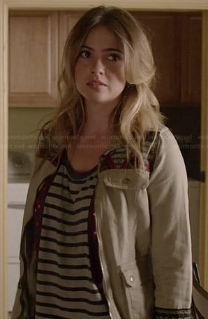 Malia’s striped top and embroidered jacket on Teen Wolf