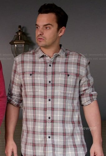 Nick’s grey and red plaid shirt on New Girl