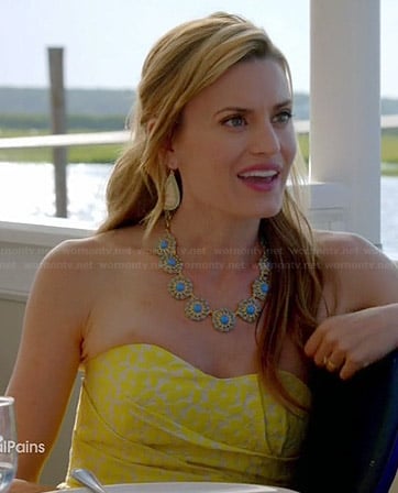 Paige's yellow floral strapless dress on Royal Pains