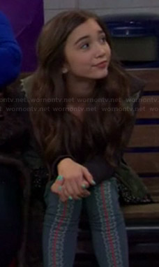 Riley's blue patterned front over the knee socks on Girl Meets World