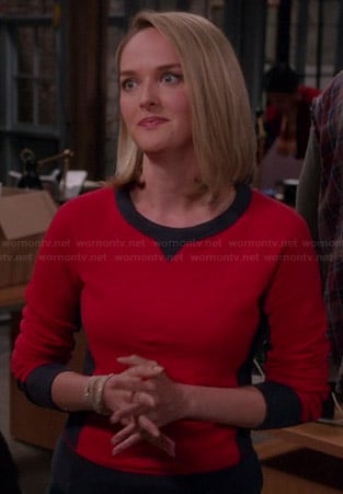 Robyn’s red and black colorblock sweatshirt on The Good Wife