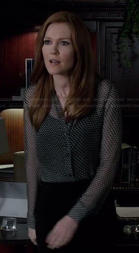 Abby’s sheer printed blouse on Scandal