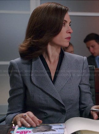 Alicia's grey checked double breasted blazer on The Good Wife