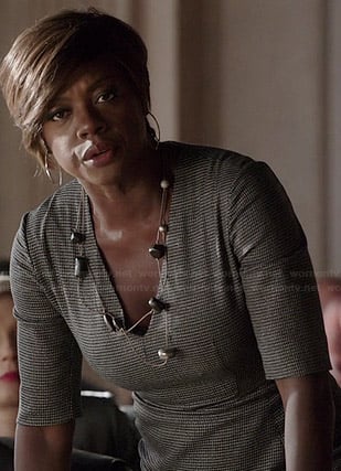 Annalise's checked v-neck dress on How to Get Away with Murder