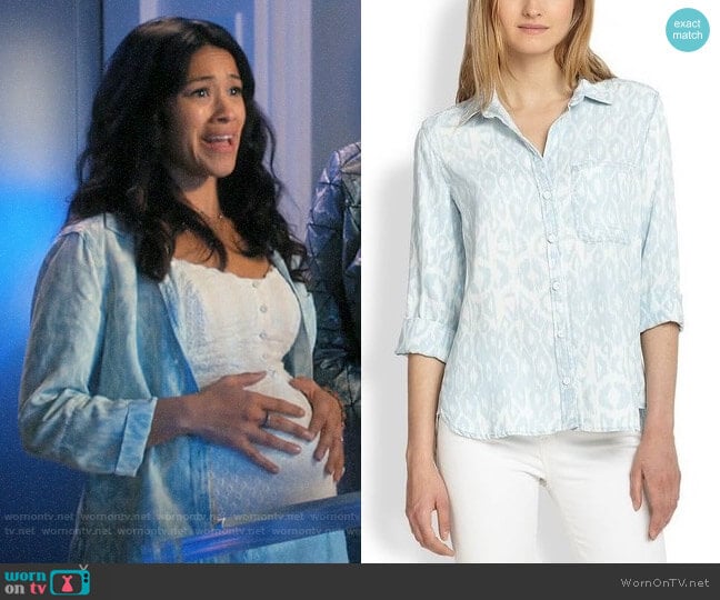 Bella Dahl Ikat Leopard Button-down Shirt worn by Jane Villanueva (Gina Rodriguez) on Jane the Virgin