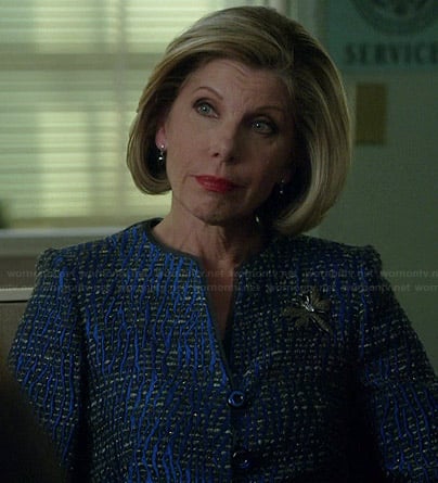 Diane's blue tweed jacket on The Good Wife