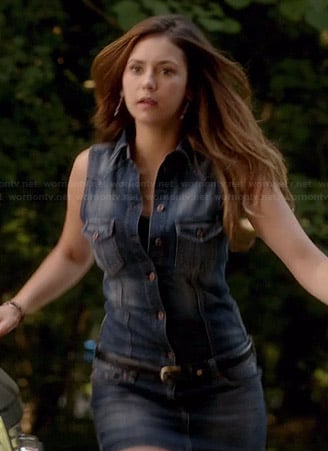 Elena’s denim mini dress on The Vampire Diaries