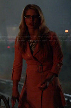 Felicity's peach flared coat on Arrow