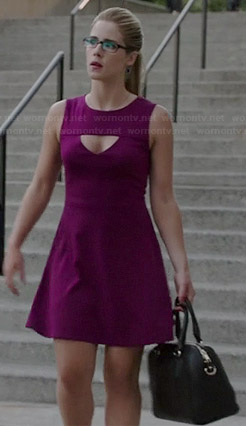 Felicity’s purple triangle cutout dress on Arrow