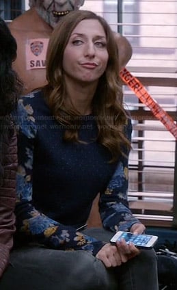 Gina's blue sweater with floral sleeves on Brooklyn Nine-Nine