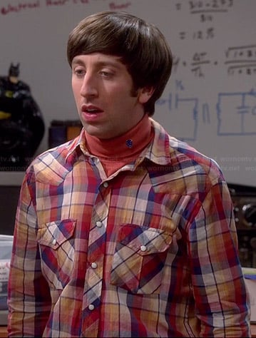 Howard’s red, blue and yellow plaid shirt on The Big Bang Theory