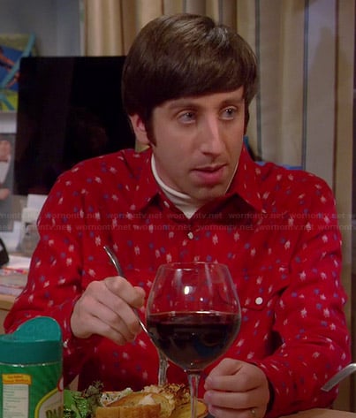 Howard’s red printed shirt on The Big Bang Theory