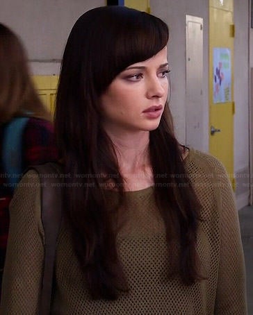Jenna’s olive green mesh pullover on Awkward