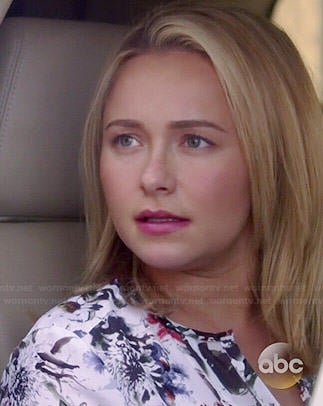 Juliette's white floral blouse on Nashville