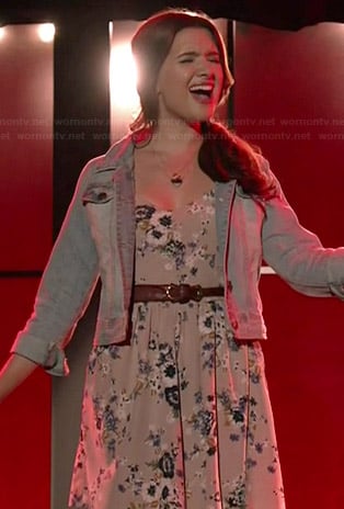 Karma's grey floral dress on Faking It