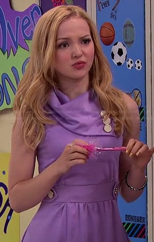 Liv’s purple dress with white buttons on Liv and Maddie
