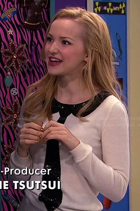 Liv's white sequin tie sweater on Liv and Maddie