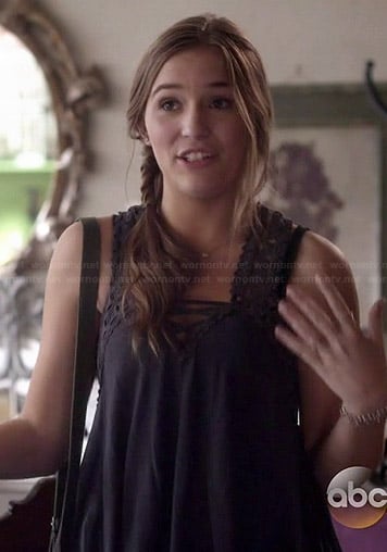 Wornontv Maddies Grey Crochet Lace Up Tank Top On Nashville Lennon