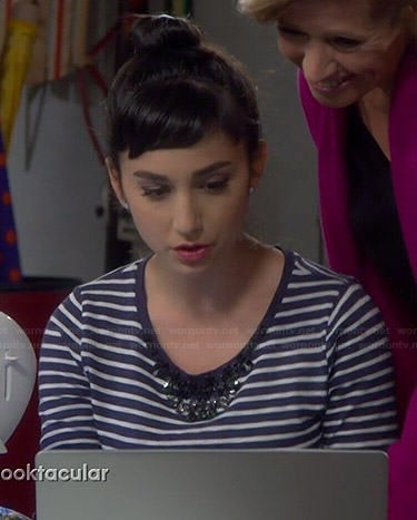 Mandy's navy striped and embellished tee on Last Man Standing