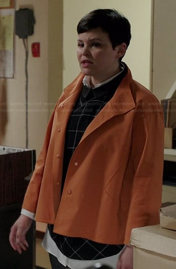 Mary’s orange boxy jacket on Once Upon a Time