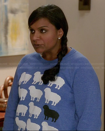 Mindy’s blue sheep sweater on The Mindy Project