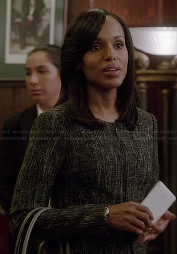 Olivia's black tweed zip front peplum jacket on Scandal