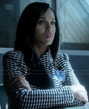 Olivia’s black and white geometric patterned jacket on Scandal