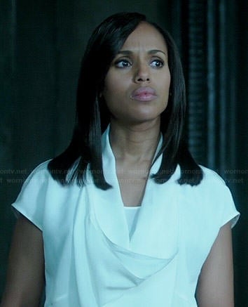 Olivia's white cowl neck blouse on Scandal