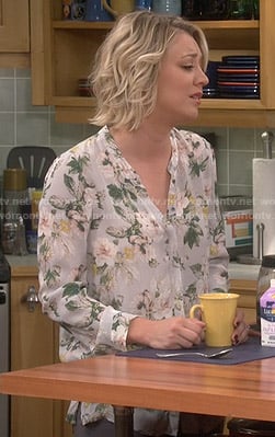 Penny’s light grey floral blouse on The Big Bang Theory