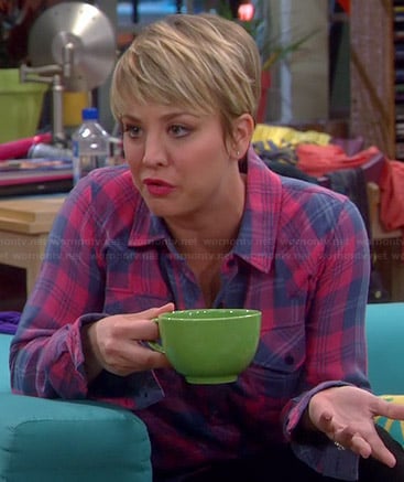 Penny's pink and blue plaid shirt on The Big Bang Theory