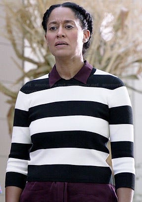 Rainbow’s black and white striped crop sweater on Black-ish