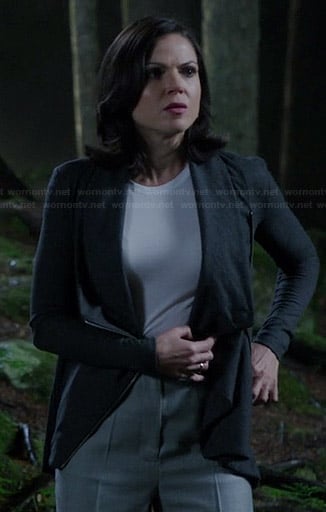 Regina’s dark grey draped front cardigan on Once Upon a Time