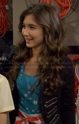 Riley’s blue floral top and red and white striped skirt on Girl Meets World