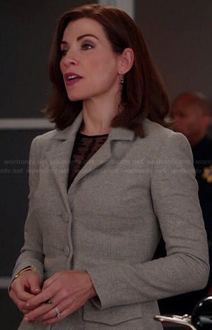 Alicia's grey flared jacket on The Good Wife