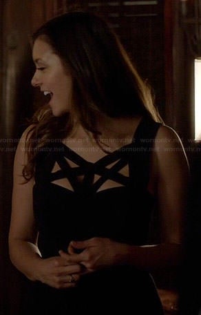Elena's black strappy front dress on The Vampire Diaries