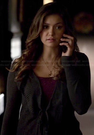 Elena’s long grey cardigan on The Vampire Diaries